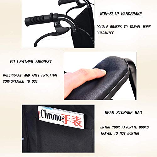Silla de ruedas para personas mayores Discapacitados Manual Silla de ruedas ligera plegable Espesor avanzado Estructura de acero al carbono Usuarios adultos discapacitados Comodidad de viaje Transpira
