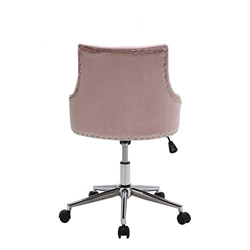 Silla Escritorio Rosa Niña Ergnonmica Terciopelo Silla Oficina sin Brazos Giratoria Altura Ajustable Silla Estudio Silla Ordenador Silla Tocador Maquillaje Silla por Manicura Salón de Belleza