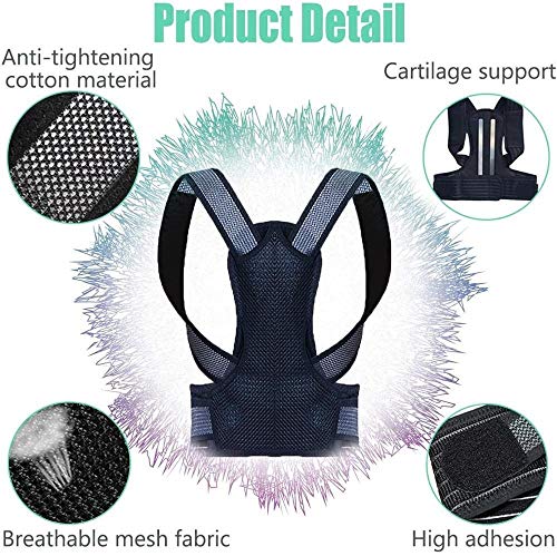 SJHQ Faja Espalda Soporte Corrector de Postura for Hombres, Mujeres, cifosis Brace, la Correa Ajustable y cómodo corrección de la escoliosis Volver jorobada for Estudiantes Corrector de Postura