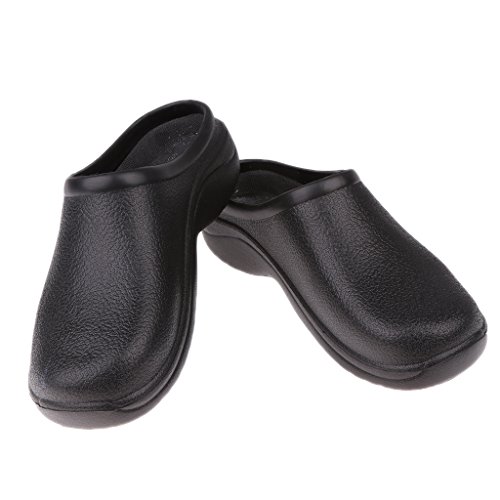 SM SunniMix Negro Chef Cook Nurse Shoes Zuecos Ortopédicos Sin Tirantes para Hombres Mujeres - 40