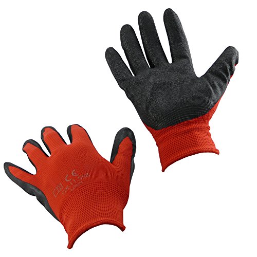 SMARDY 5 Pares Guantes de Trabajo Talla L (9), Antideslizante, Recubrimiento de látex para Jardín, Montaje, Reparaciones, Servicio automóvil, Taller