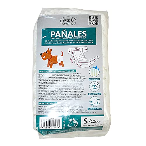 SMELL & SMILE Pañales Desechables para Perro Pañales para Perros Hembra Pañal Sanitarios para Perro Mascotas Bragas Higiénicas Suaves absorbentes (S)