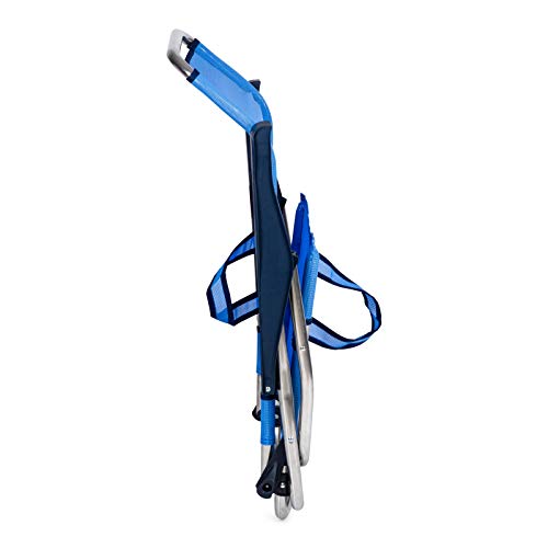 SOLENNY 50001072720095 - Silla de Playa Cama Plegable con 4 Posiciones con Respaldo Alto con Asas de Transporte Aluminio Anti Corrosión y Textilene Rápido Secado Color Azul