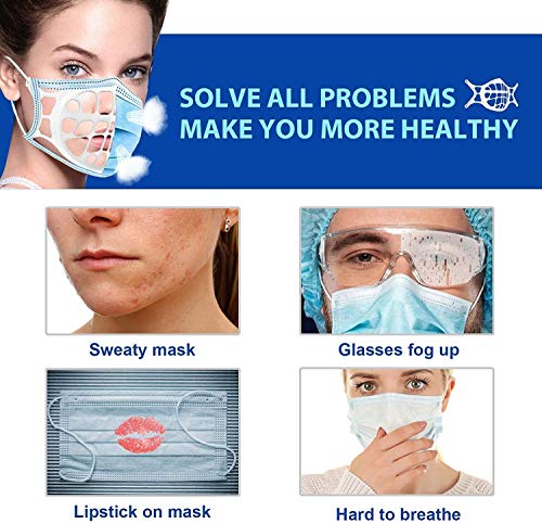 Soporte de Cara 3D, Marco de Soporte Interno para protección Facial y portadores de Gafas, Reutilizable Lavable translúcido, máscara de Silicona Marco de Apoyo Interior