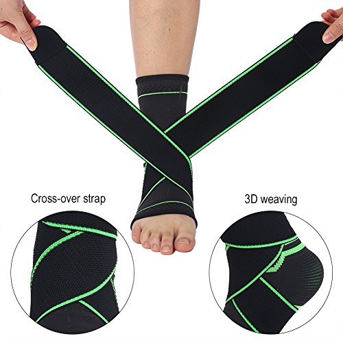 Soporte de Tobillo ,1 Par Tobilleras de Compresión Estabilizadoras Ankle Support Brace Wrap Apoyo de Tobillo 3D Ajustable Protector de Tobillo para Deporte Correr Fútbol Baloncesto Dance Ciclismo(L)