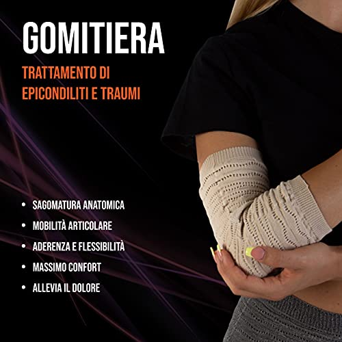 SPIKENERGY Codera Elástica Electromagnetoterapia Contra el Dolor, Epicondilitis, Traumatismo, Inflamación y Edemas - Dispositivo Médico (Grey, L)