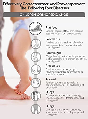 SQOAEE Sandalias ortopédicas para niños con Soporte de Arco y Tobillera, Punta Cerrada Zapatos de Hallux Valgus para niños pequeños para pies Planos, corrigen la Forma del pie,Púrpura,23