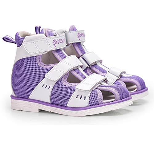 SQOAEE Sandalias ortopédicas para niños con Soporte de Arco y Tobillera, Punta Cerrada Zapatos de Hallux Valgus para niños pequeños para pies Planos, corrigen la Forma del pie,Púrpura,23