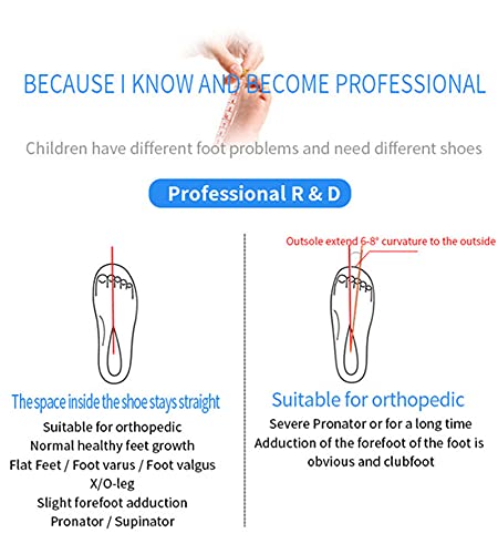 SQOAEE Zapatos ortopédicos para niños Zapatillas de Deporte con Soporte Arco Zapatillas de Deporte correctivas Cuero Genuino con Espalda Alta para piernas Forma XO Pies Planos Hallux Valgus,Negro,23