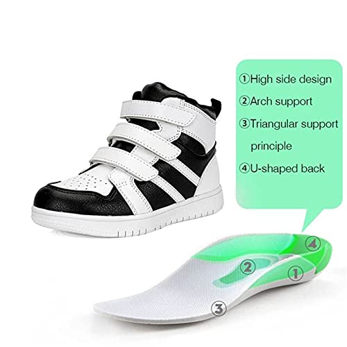 SQOAEE Zapatos ortopédicos para niños Zapatillas de Deporte con Soporte Arco Zapatillas de Deporte correctivas Cuero Genuino con Espalda Alta para piernas Forma XO Pies Planos Hallux Valgus,Negro,23