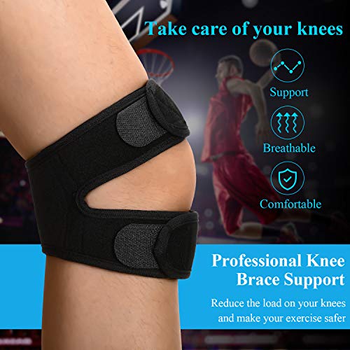 Sumind Correa de Rodilla de Tendón de Rótula Correa de Soporte de Rodilla Ajustable Rodillera para Senderismo, Correr, Fútbol, Sentadillas, Baloncesto, Béisbol, Tenis y Voleibol (Negro)