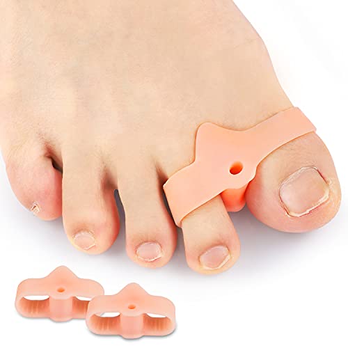 Sumiwish 10 correctores de juanetes de gel, separadores de dedos con 2 bucles, compañero de dedo gordo de gel suave, enderezador de dedos, adecuado para aliviar el dolor de juanetes