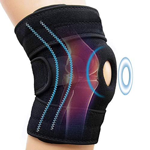SUPRBIRD Rodillera Menisco Ligamento Deportiva Ajustable Protector de Rótula Abierta Rotuliana Antideslizante Neopreno Compresión Estabilizadora para Correr Cross-fit
