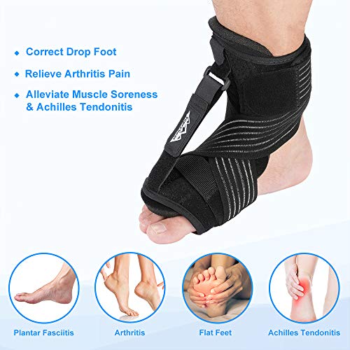 supregear Fascitis Plantar Férula Nocturna, Ajustable Transpirable Soporte Plantar con Bola de Masaje Puntiagudo y Correa de Sujeción para Tendinitis de Aquiles, Caída del Pie, Tobillo Problemas