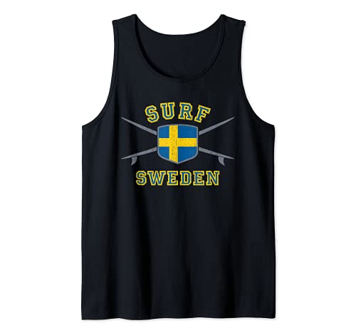 Surfing Suecia - Vintage Bandera Suecia Sverige Tablas de surf Camiseta sin Mangas