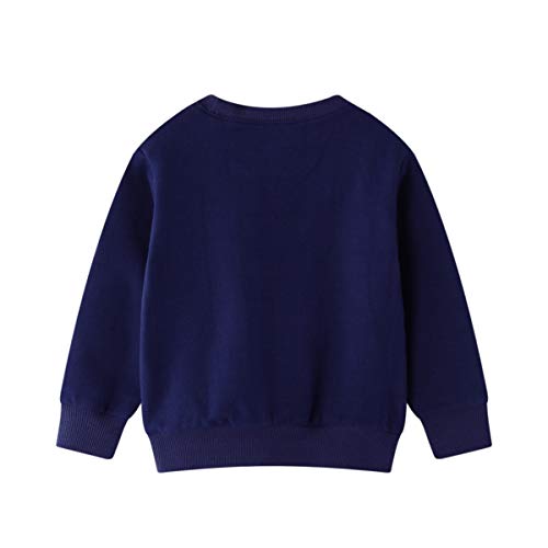 Surwin Sudadera Cuello Redondo para niños Unisex Jersey Manga Larga Algodón Suave Casual Camiseta Superior Ropa Invierno Chándal (Robot Azul Oscuro,6T/130cm)