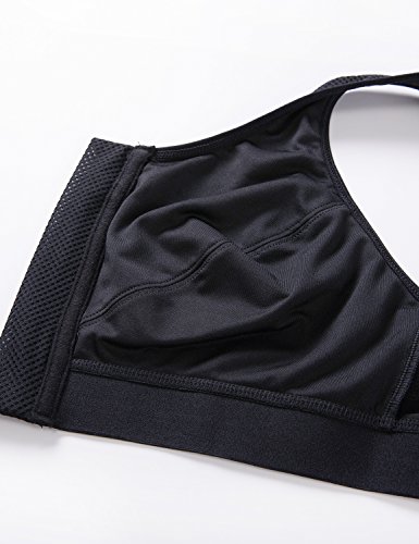 SYROKAN - Sujetador Deportivo Espalda Deportiva con Cremallera para Mujer Negro ES:95B (EU 80B)