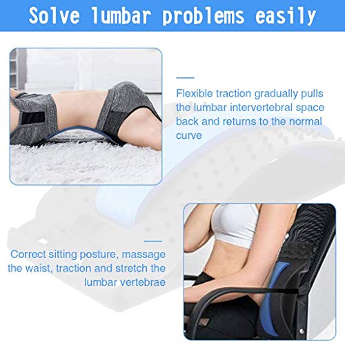 SZH ZPTENT Dispositivo de Soporte Lumbar y Alivio del Dolor Ajustable Masaje de Espalda, Corrector de Postura Espalda Estirar para la estenosis espinal Hernia discal, ciática, escoliosis