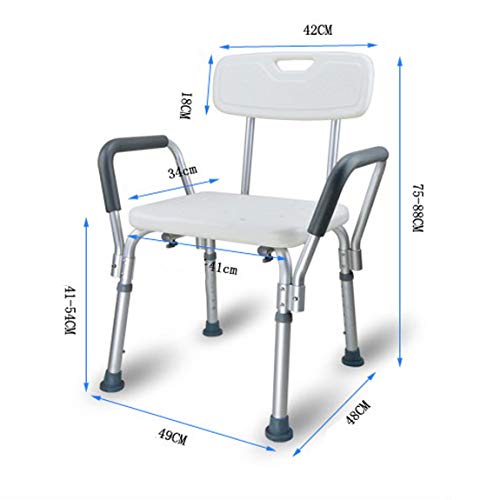 Taburete de ducha fabricado en aluminio,auxiliar de ducha, silla de baño para minusválidos,taburete de baño para personas mayores, regulable en altura, antideslizante, seguro y estable (Modell G)