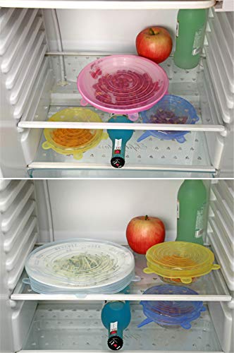 Tapas de silicona elásticas para tapas de alimentos reutilizables Tapas, cuencos, lavavajillas, refrigerador, microondas, horno, 6 paquetes de tapas de alimentos de silicona de varios tamaños
