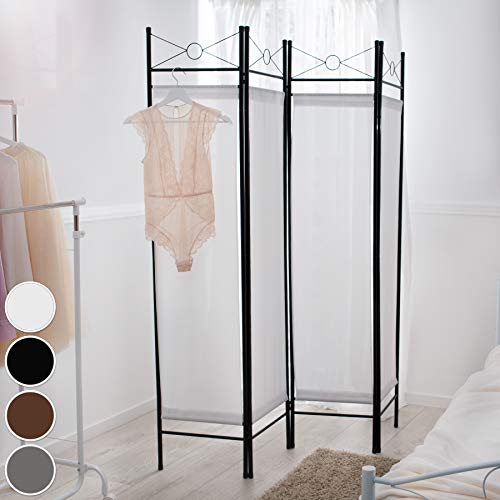 TecTake Biombos diseño 4-Panel Tela Divisor habitación Separador separación biombo 180x160cm (1x Blanco | no. 401660)