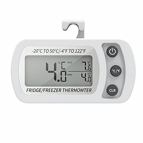 Termómetro digital para refrigerador, Termómetro para congelador a prueba de agua con gancho, Pantalla LCD fácil de leer, Función de registro máximo/mínimo, Ideal para el hogar, restaurantes, cafés