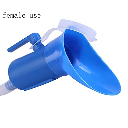 testyu Urinarios Unisex, 2000ml Botella de Orina Portátil Orinal Unisex de Doble Propósito con Tapón Antiolor y Cepillo Limpio para Camping, Botella De Urinario Bedpan - Azul