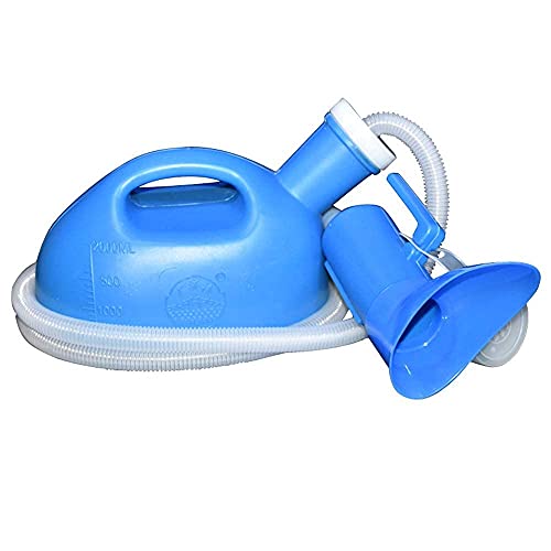 testyu Urinarios Unisex, 2000ml Botella de Orina Portátil Orinal Unisex de Doble Propósito con Tapón Antiolor y Cepillo Limpio para Camping, Botella De Urinario Bedpan - Azul