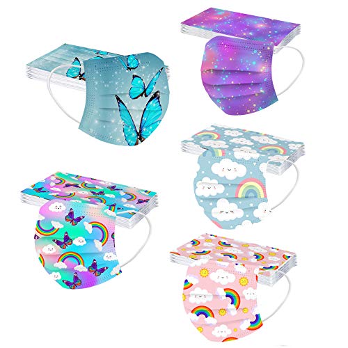 TGTB 50PC Niños Infantil para mascarillas, Infantiles Colores desechable para mascarilla 3 Capas Surtidos,Dibujos Animados para Actividades Aire Libre, Patrón Escuela, Fiesta (B-3)