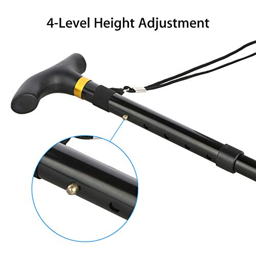 Thlevel Bastón Plegable de Aluminio Ajustable de 85 a 95 cm - no Deslizante, Ligero, Portátil y Duradero - para Practicar Senderismo, Caminar, Viajar, Unisex Adulto