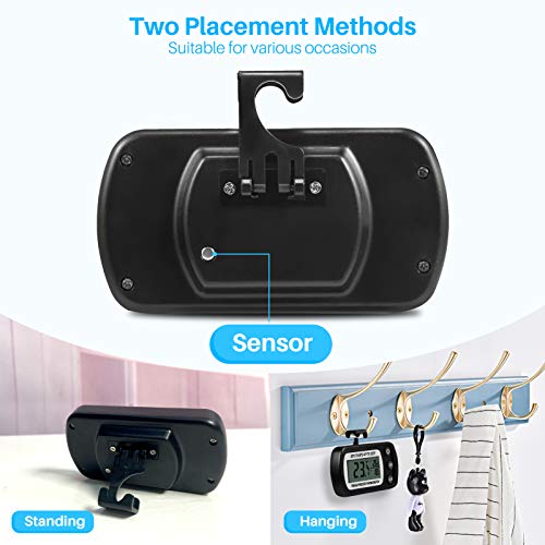 Thlevel Termómetro para Frigorífico Termómetro de Frigorífico Congelador Impermeable con Gancho, Pantalla LCD Fácil de Leer, Función de Registro Máximo/Mínimo (negro 2pcs)
