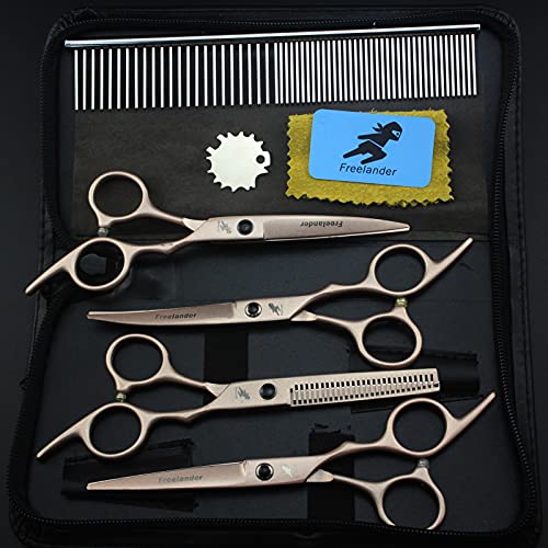 Tijeras Peluqueria Canina, Tijeras de Acero Inoxidable, Tijeras para Mascota Profesionales y Agudas con Caja de Almacenamiento, Cortan Pelos para Perros Gatos y Conejos,Tyrant gold