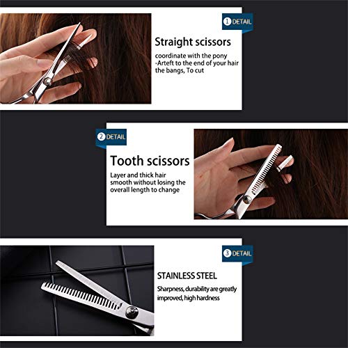 Tijeras Peluquería Profesional Juego de, DaiWeier Juego de 17 piezas Acero Inoxidable de Primera Calidad Tijeras Cortar, Ligero y Agudo para Hombres y Mujeres