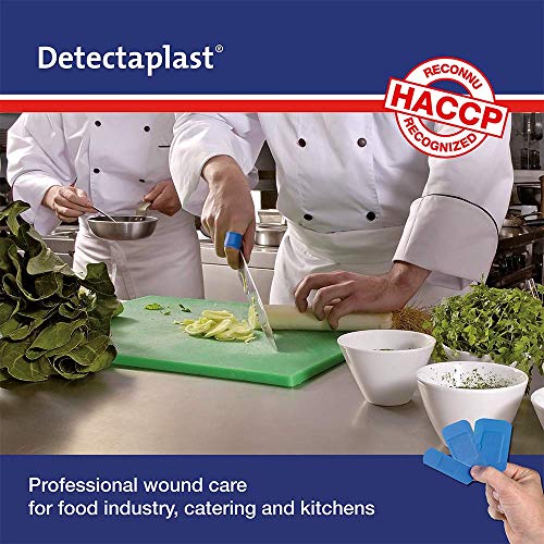 Tiritas detectables Detectaplast Universal, tiritas azules, tiritas resistentes agua y suciedad, tiritas cocina para industria alimentara, hostelería y restauración, 38 x 38 mm, 100 tiritas