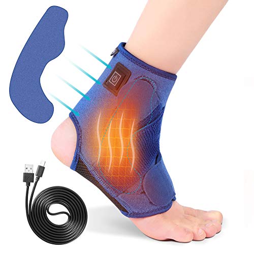 Tobillera Calor con 3 Temperaturas Terapia de Calor Tobillera estabilizadora para Esguince, Lesiones, Tendinitis de Hinchazón Tobillera Esguince para Pies Izquierdo y Derecho (Azul)