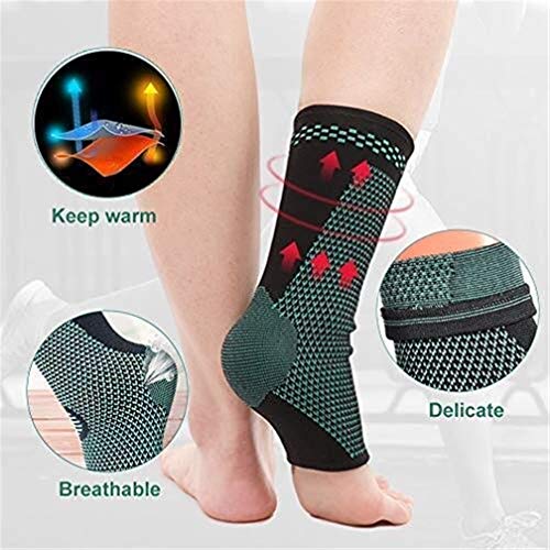Tobillera de compresión para el tobillo, transpirable, elástico para pies, deportes, alivio del dolor de lesiones en el pie, tendón de Aquiles, fascitis plantar, espolones del talón, 1 par (L)