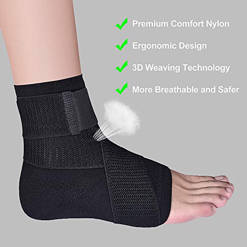 Tobillera Estabilizadora Protector Compresión Ajustable Protección de Tobillos (negro, S)