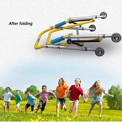 TOOSD Andador con Ahorro De Espacio, Auxiliar De Rehabilitación, Ayuda para Caminar para Niños, Ajustable En Altura, Andador con Andador Plegable De 4 Ruedas con Asiento,D