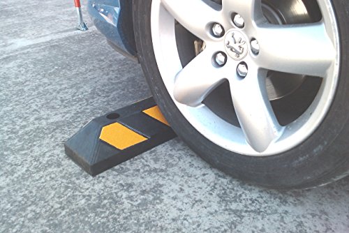 Tope Rueda de Goma Para Estacionar y Garajes, Negro Amarillo, 55x15x10 cm (Paquete de 2)