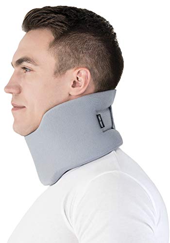 TOROS-GROUP Collarín cervical ortopédico; soporte para el cuello, Alivio del Dolor y la Presión en la Columna Vertebral; semirrígido para vértebras cervicales; 100% algodón Medium Gris