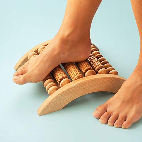 Tuuli Accessories Masajeador de Pies Rodillo Aparato para Masaje Madera Fascitis Plantar 29x24,5 cm