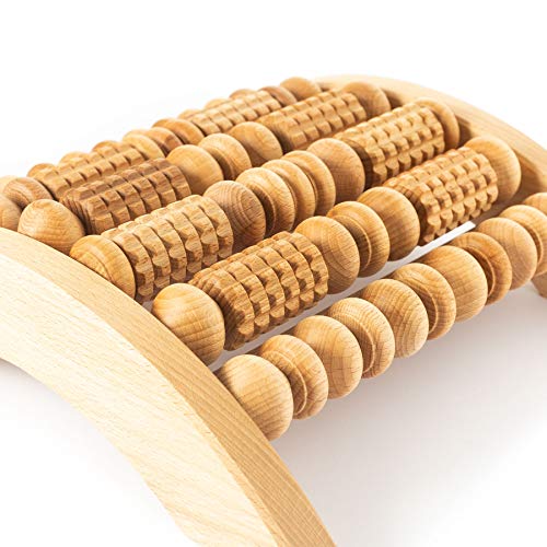 Tuuli Accessories Masajeador de Pies Rodillo Aparato para Masaje Madera Fascitis Plantar 29x24,5 cm