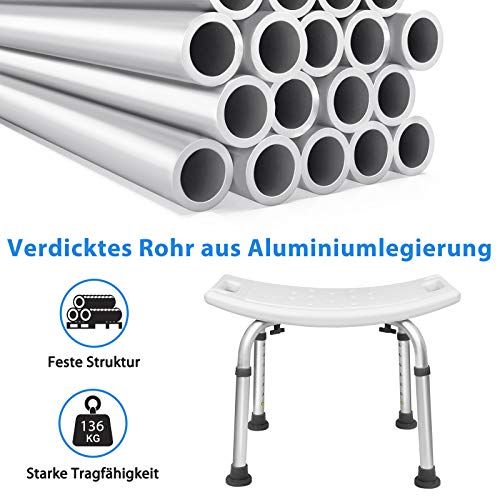 UISEBRT Taburete de ducha de altura regulable 38 – 53 cm, 136 kg, silla de ducha para personas mayores, niños, personas con discapacidad (taburete de ducha regulable en altura – 2)