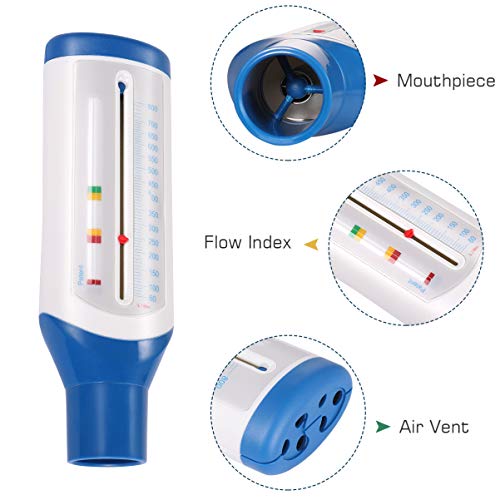 ULTECHNOVO Medidor de Flujo Máximo - Ejercitador Pulmonar Espirometría Estándar Medidor de Flujo Máximo Medidor de Flujo Espiratorio Monitor de Asma para Mujeres Hombres