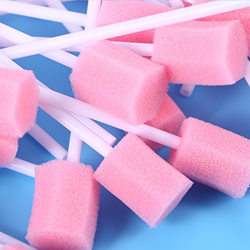 ULTNICE 100pcs Desechable Oral Cuidado Esponjas Diente Limpieza Boca Hisopos Toothette Oral Hisopos (Rosa)