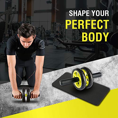 Ultrasport Wheel, Roller, AB Abdominal Aparato de Entrenamiento y Ayuda para Bajar de Peso, con Rueda Doble y Superficie de Apoyo para Las Rodillas, Unisex Adulto, Amarillo, OS
