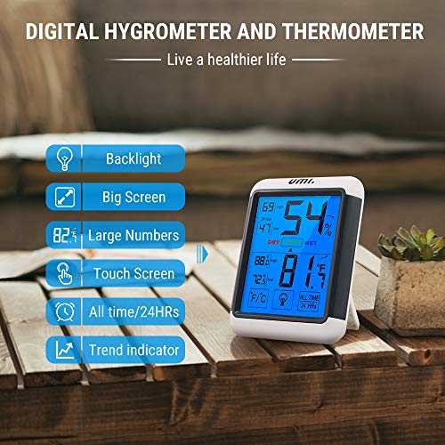 Umi. Essentials - Higrómetro Digital Termómetro Interior Medidor de Temperatura y Humedad Ambiente con Retroiluminación para Hogar
