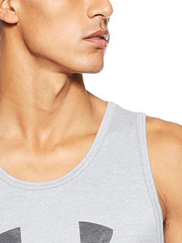 Under Armour Sportstyle Logo Tank Camiseta sin Mangas, Hombre, Gris (Steel Light Heather/Steel Light Heather/Black), M