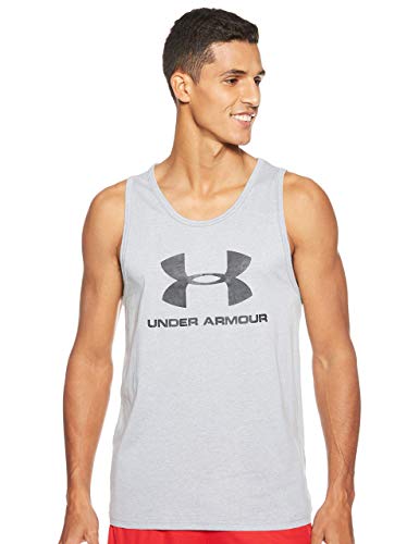 Under Armour Sportstyle Logo Tank Camiseta sin Mangas, Hombre, Gris (Steel Light Heather/Steel Light Heather/Black), M