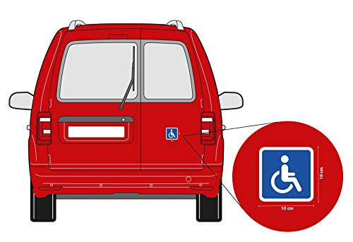 Usuario de silla de ruedas con letrero magnético 10x10cm + 2x adhesivo letrero para discapacitados con lámina magnética para silla de ruedas de STROBO
